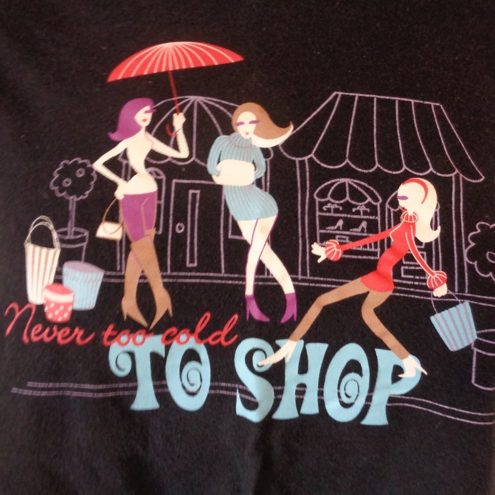 Joe Boxer Never Too Cold To Shop Long Sleeve Black T-Shirt Womens 2X